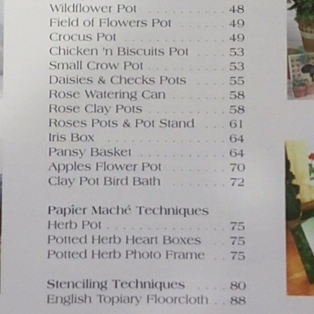 Painted Pots Instructional Craft Book Painting Techniques for Terra Cotta Pots - Picture 12 of 13